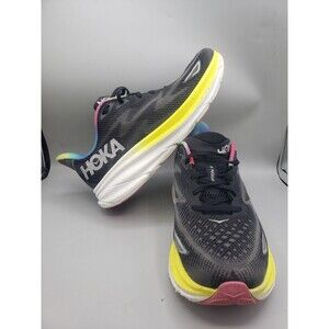 Hoka One One Clifton 9 BAAB Mens Size 10.5 Black/Yellow Rainbow Running Shoes